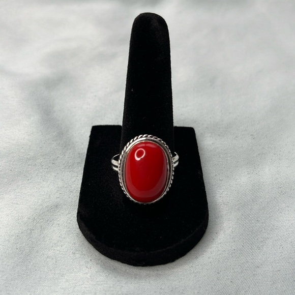Jewelry - Red Coral 925 Genuine Gemstone Ring, NWT